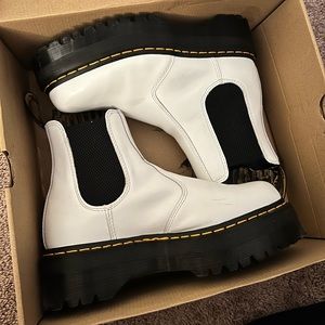 White Dr Martens combat boots